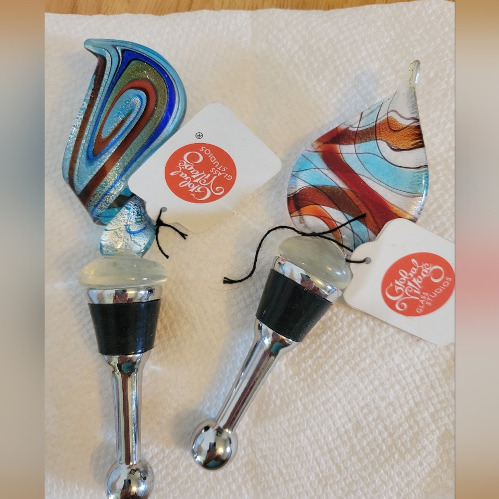 Wine stoppers glass tops NWT